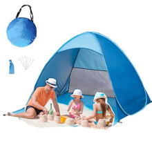 Pop Up Beach Tent for 2-5 Persons Beach Sun Shade Tent, Large Size Quick Open Sun UV Protection Tent 200 x165 x130cm