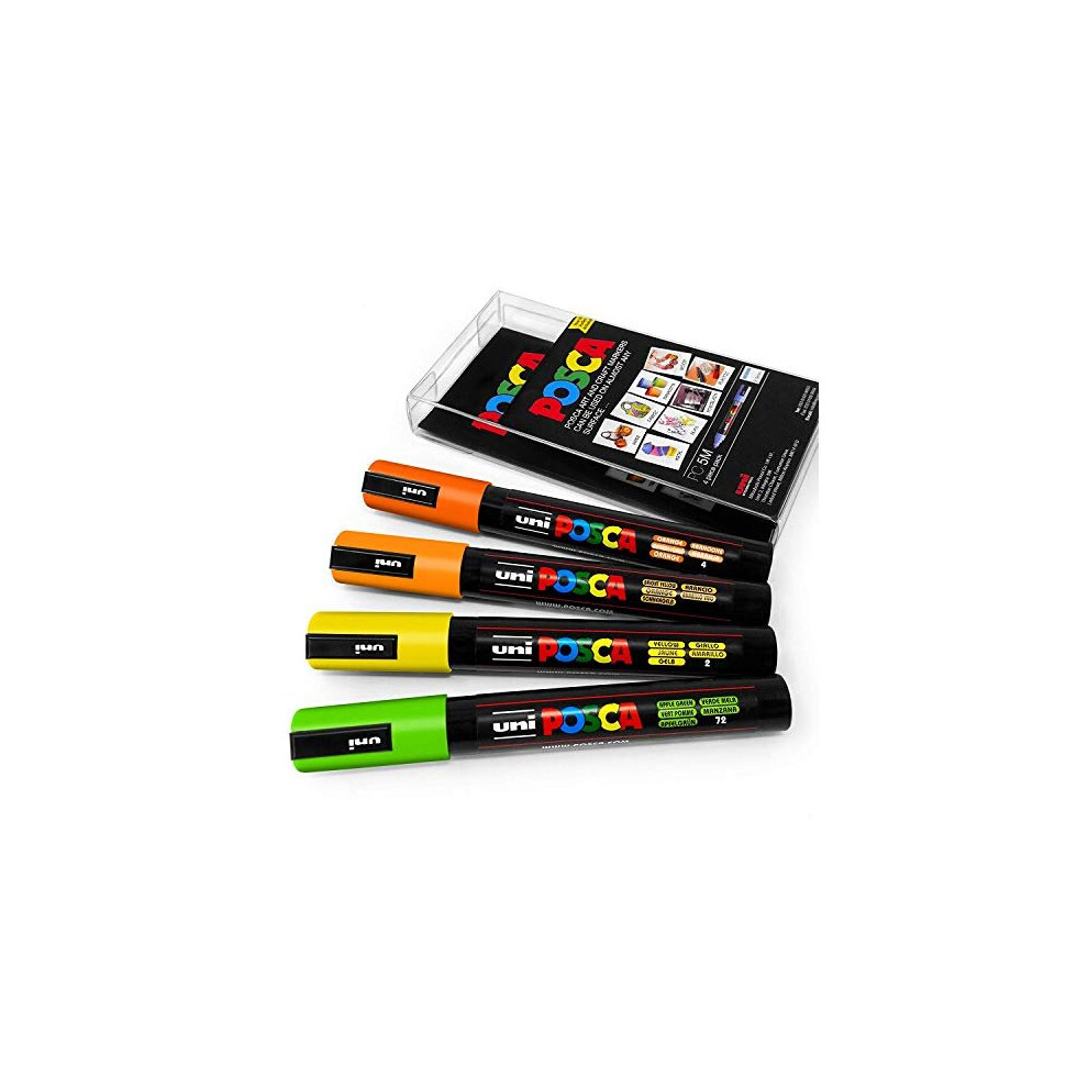 Uni POSCA - PC-5M Art Paint Markers - Set of 4 - in Plastic Wallet - Citrus Tones