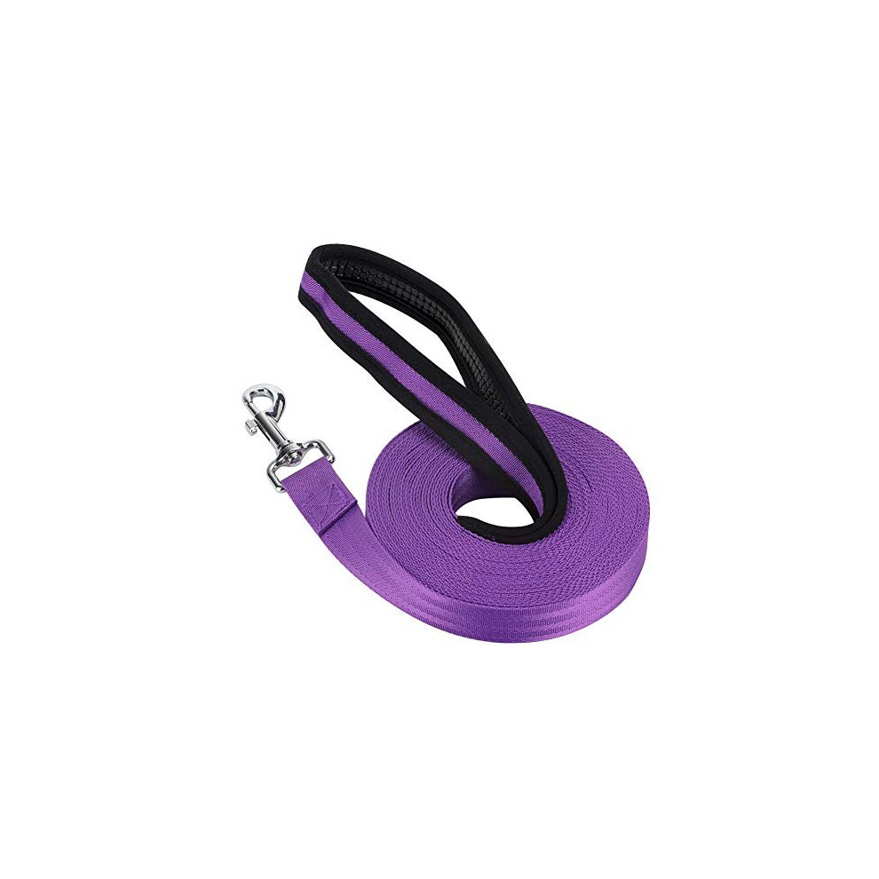 Vivifying Dog Training Lead Leash, 32FT/10M Long Nylon Training Dog Leash for Pet Tracking Training Obedience Lead Leash (Purple)