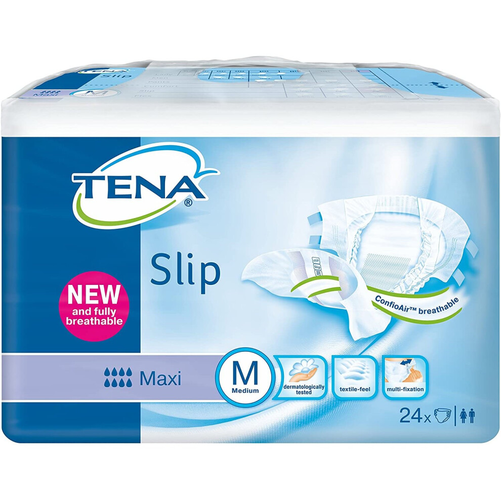NRS Healthcare Tena Slip All-in-One Pads Maxi Medium with ConfioAir - Pack of 24 (Eligible for VAT relief in the UK)