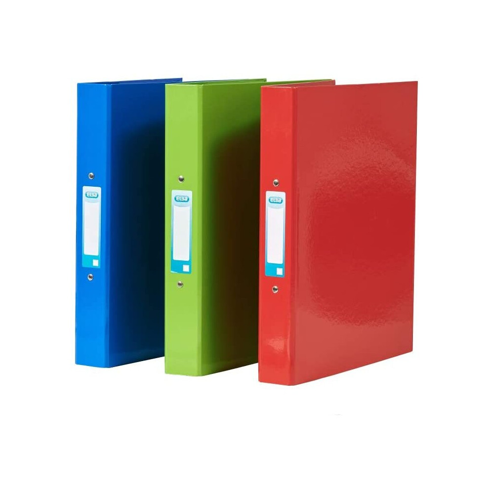 Elba A4 2 O-Ring Binders, Red/Green/Blue, Pack of 3