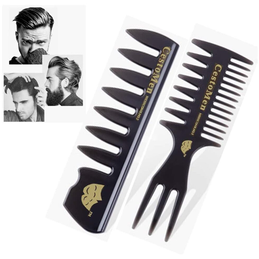 Mens Styling Comb, Pompadour Streaker Afro Hair Combs Men Hair Care Set, Detangler Hairbrush Professional Shaping & Wet Pick Barber Brush Tools,