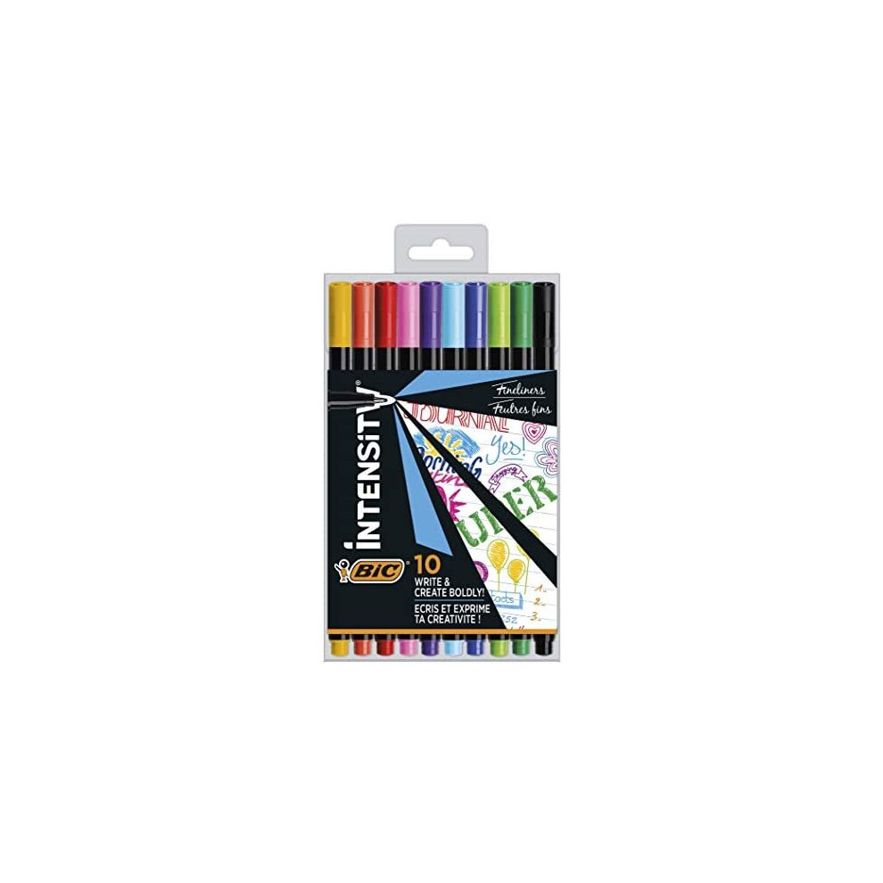 BIC Intensity 953034 Felt-Tip Pens with Fine Ink 0.4 mm Pack of 10 Assorted Colours