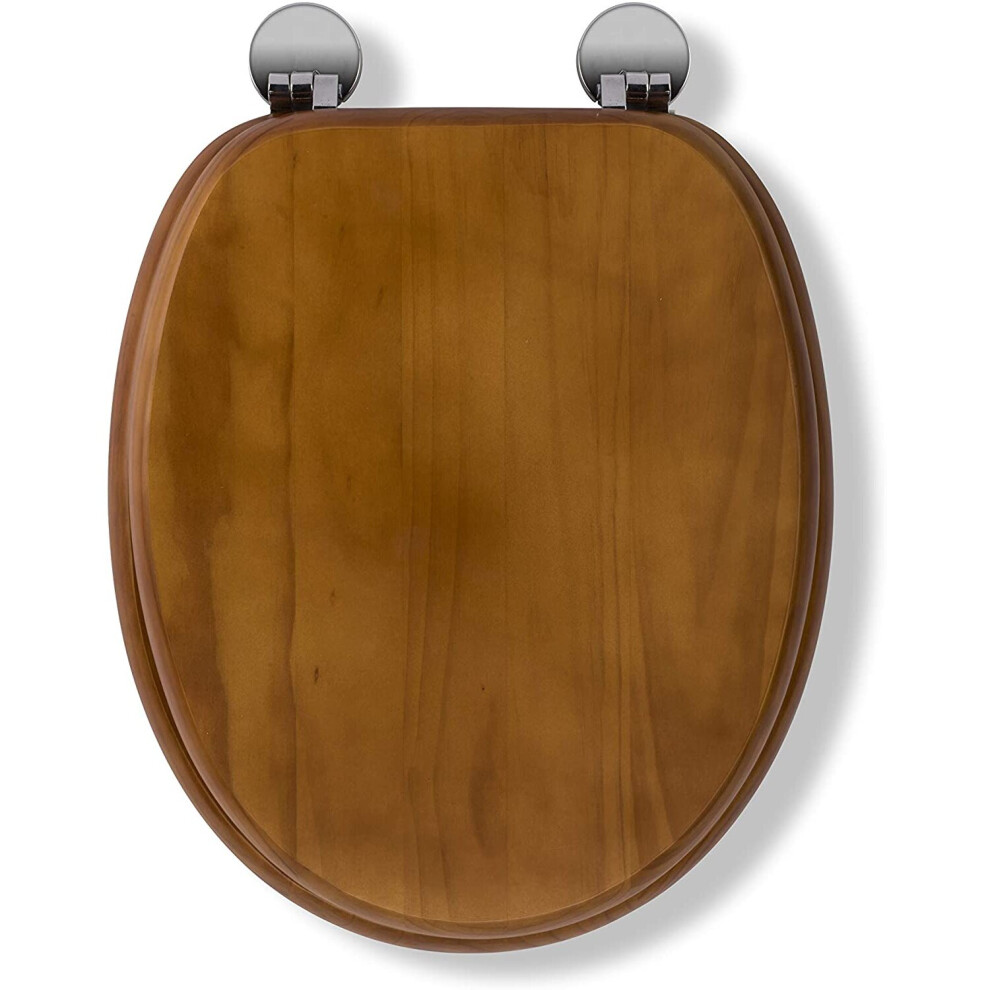 Croydex WL602250H Flexi-Fix Davos Always Fits Never Slips Anti Bacterial Toilet Seat, Wood, Antique Pine Effect, 43 x 36.5 x 6 cm