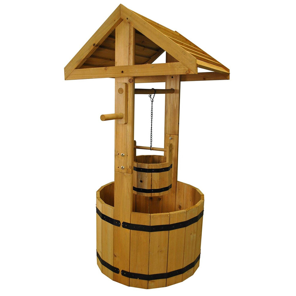 Selections Large Wooden Wishing Well Garden Planter