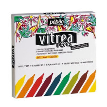 PEBEO 118100 Vitrea 160-Assorted Glossy Markers, Pack of 9