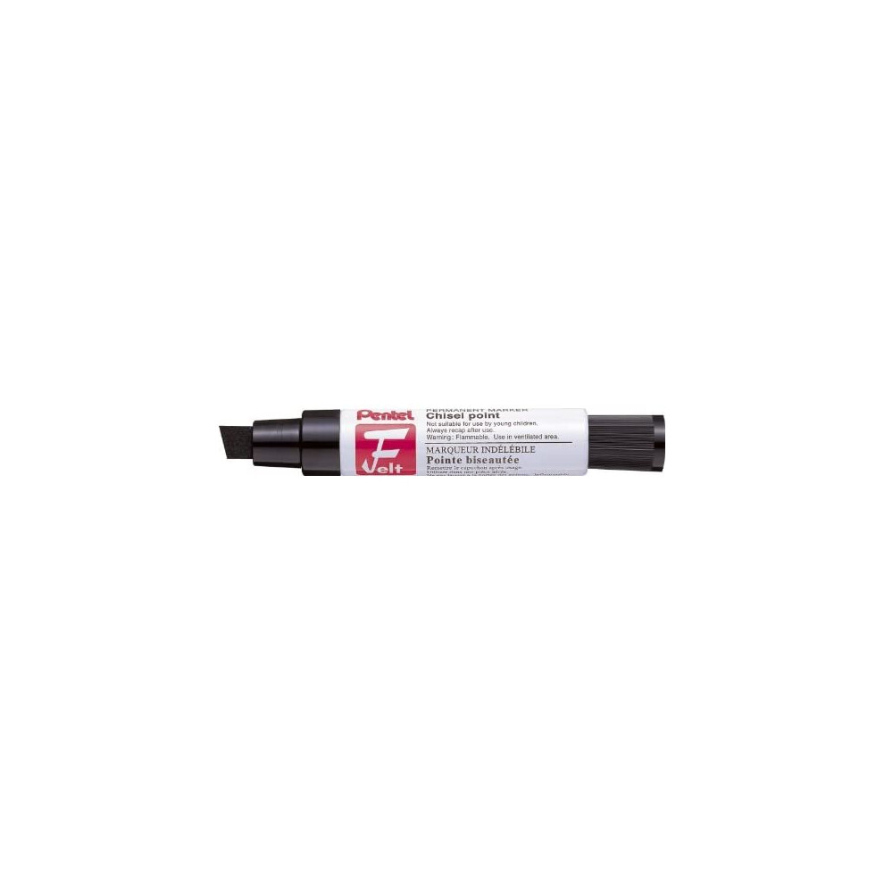 Pentel Jumbo Felt Pen, Large Chisel Tip, Permanent Ink, 1 Pack Of 6 Markers Black