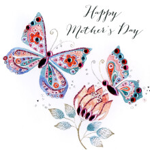 Happy Mother's Day Card Embellished Butterflies In Bloom Greeting Cards