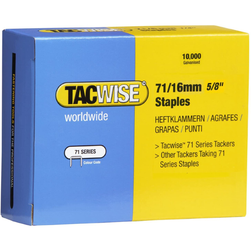 Tacwise 0372 71/16 mm Galvanised Staples - Box of 10,000