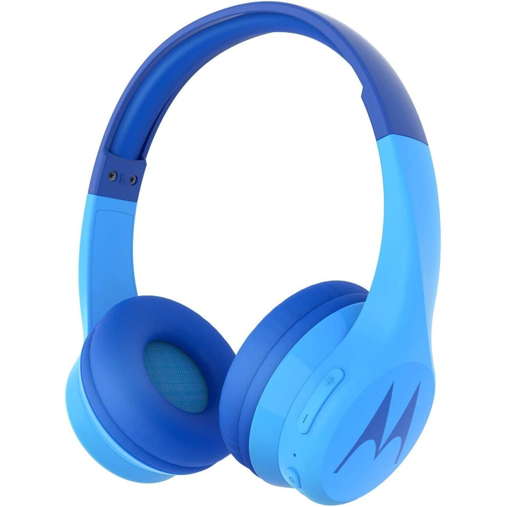 Motorola Squads 300 Wireless Kids Headphones with 15 Hours Play Time, Audio Splitter for Sharing and Anti-Allergic Cushion â Blue