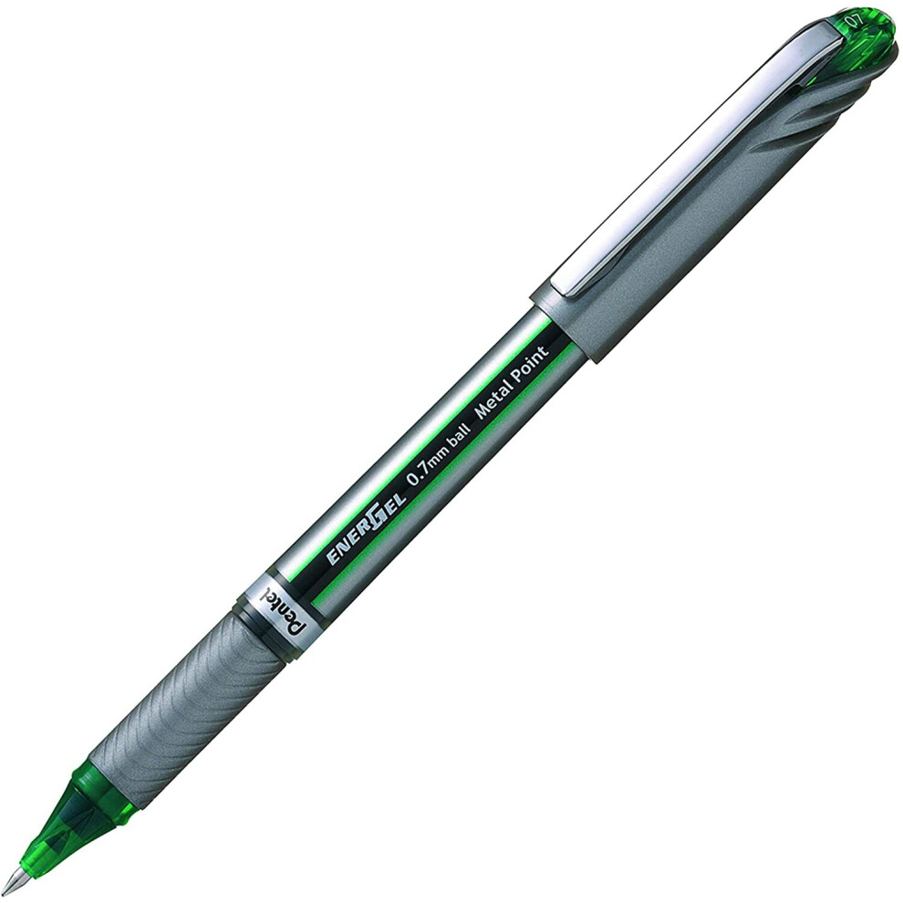 Pentel 0.7 mm Energel Plus Roller Pen - Green (Pack of 12 Pens)