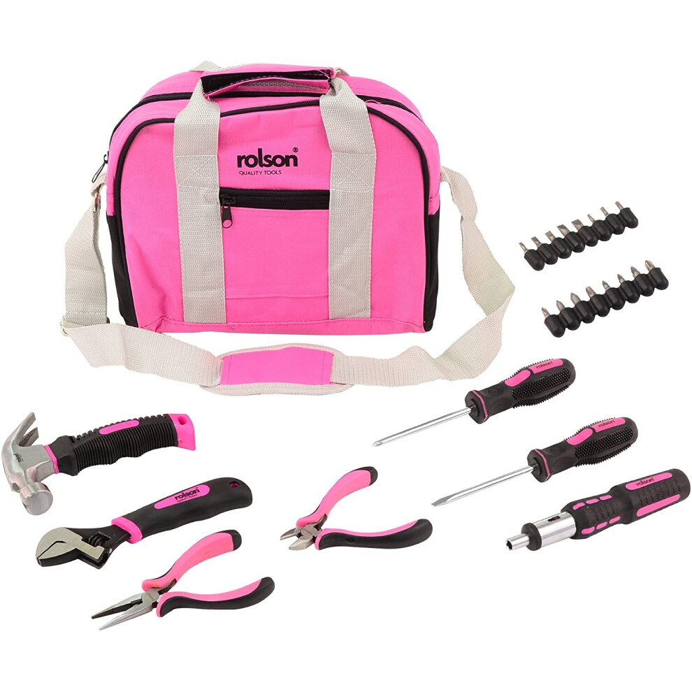 Rolson 36802 Pink Tool Bag Kit - 25 Pieces