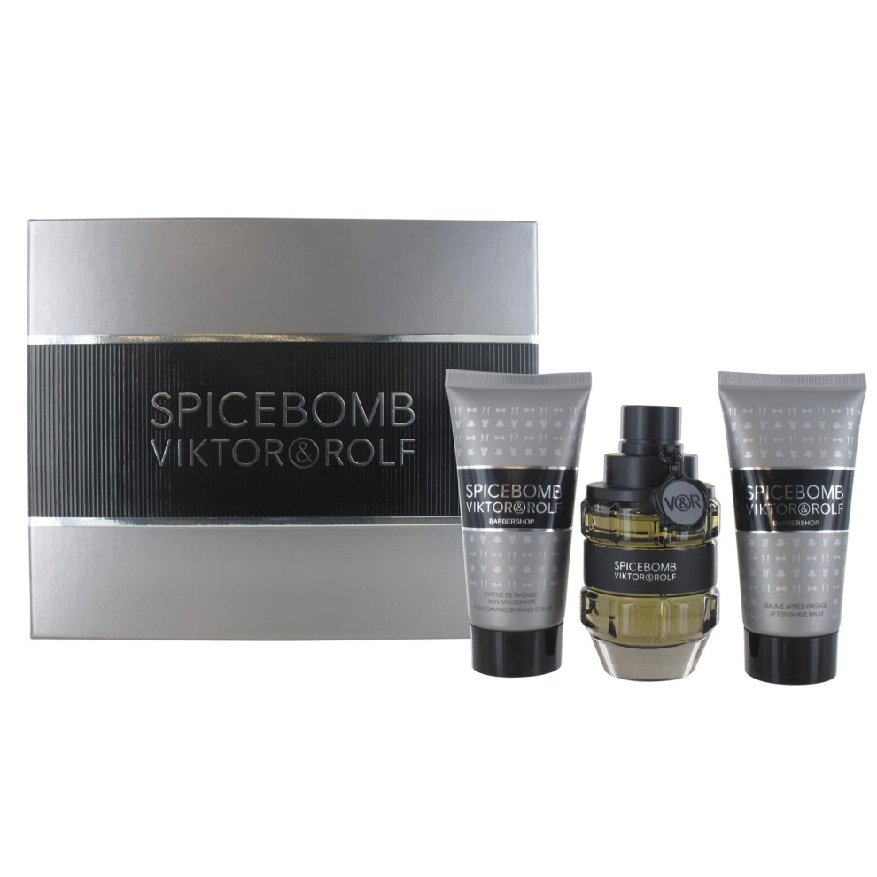 Viktor & Rolf Spicebomb 50ml Eau de Toilette, 50ml Aftershave Balm, 50ml Shaving Cream Gift Set for Men