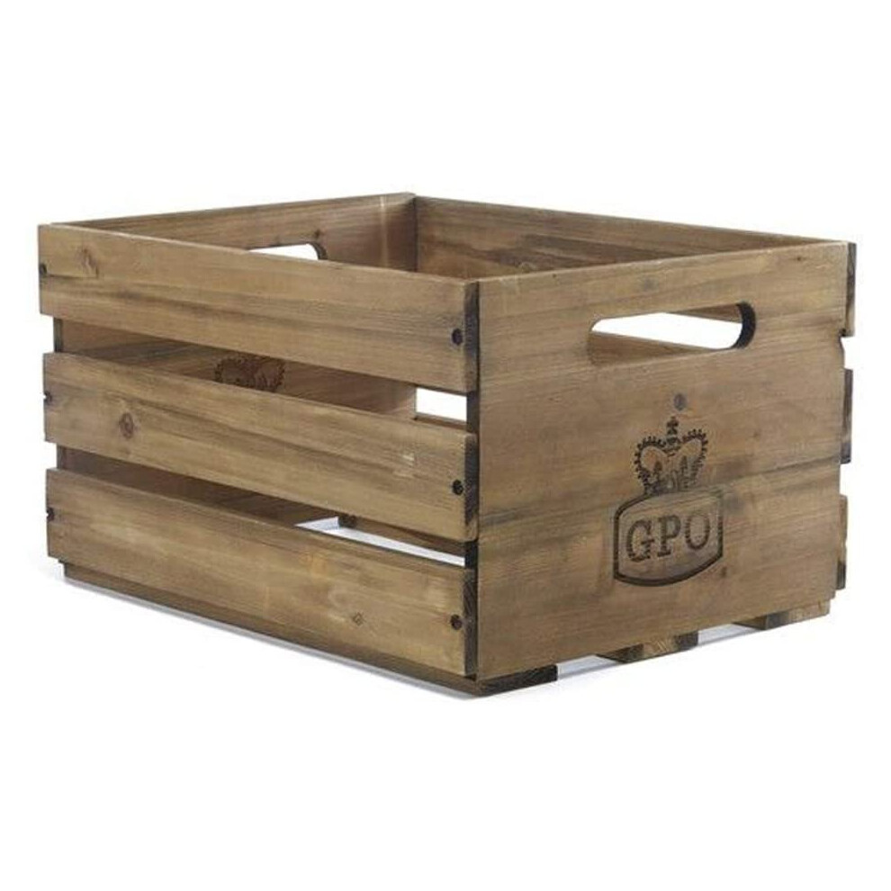 GPO CASSA Wooden Crate for Storing up to 100 12" Records- Wooden Finish