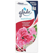 Glade Touch & Fresh Toilet Spray Air Freshener, Touch Activated Odour Eliminator for Bathroom & Home, Pack of 12 Refills, Cherry & Peony, 10ml