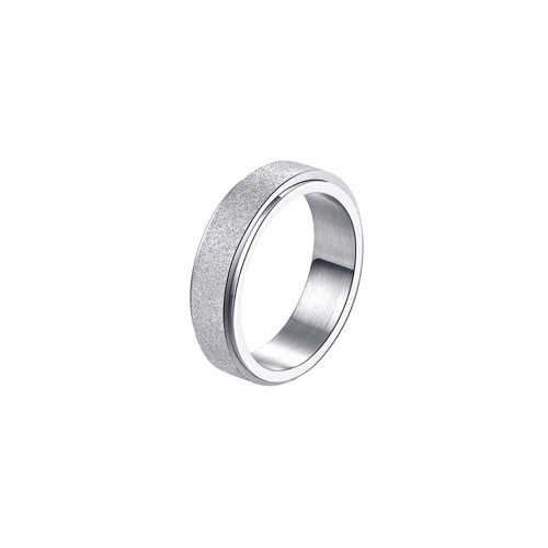 (Silver, 9 R) Stainless Steel Fidget Spinner Ring