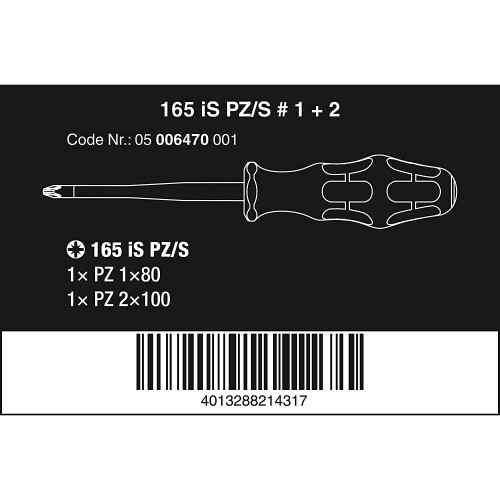 Wera Wera 05006470001 165 is PZ/S # 1 + 2 Screwdriver Set 1