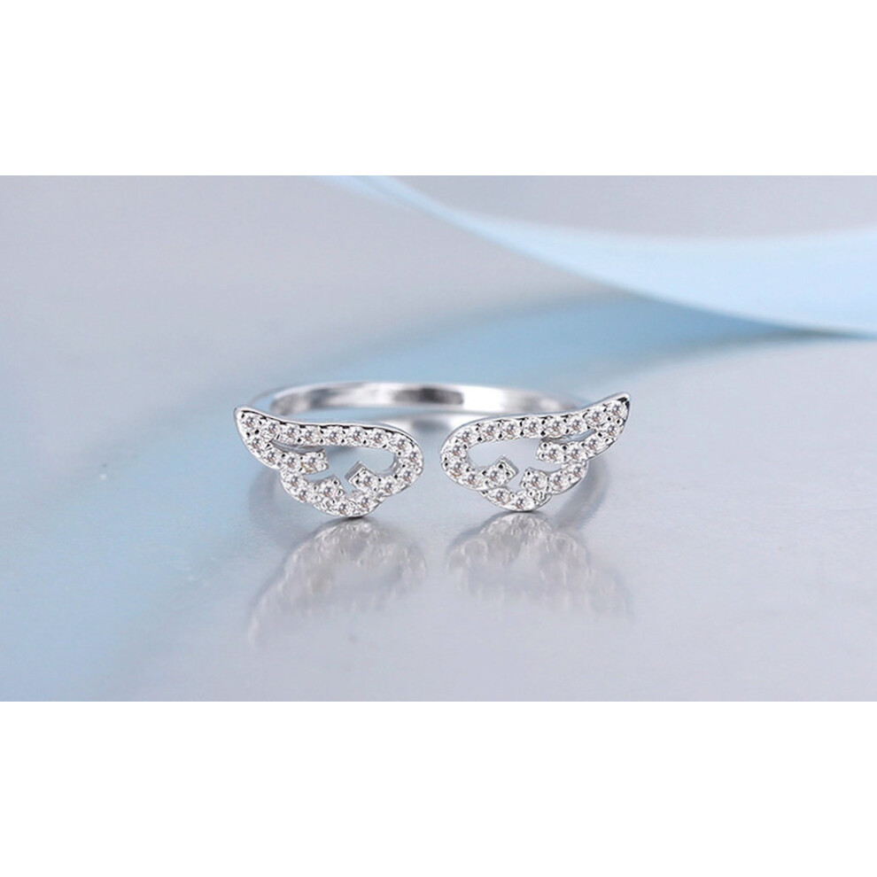 (Silver) Adjustable Angel Wings Ring