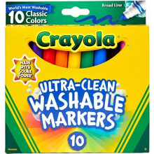 CRAYOLA 10 Ct Ultraclean Broad Line Washable Markers, Color Max