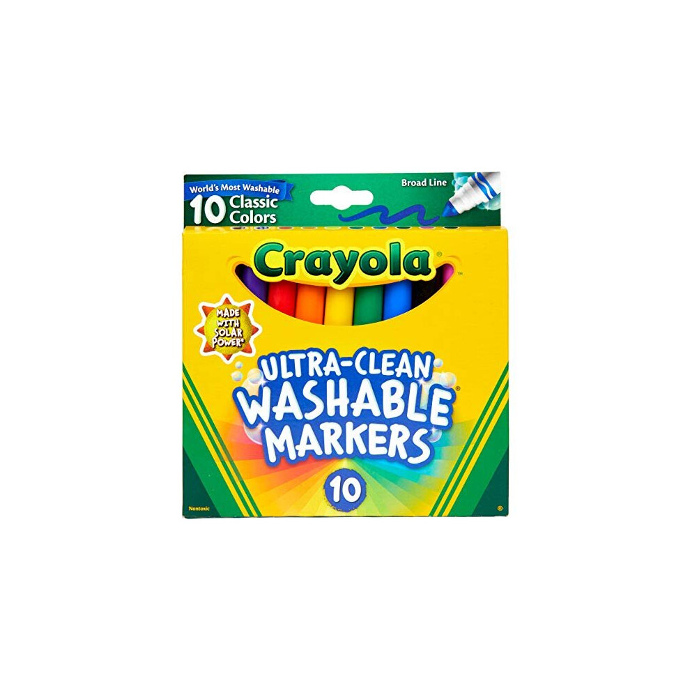 CRAYOLA 10 Ct Ultraclean Broad Line Washable Markers, Color Max