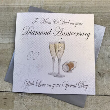 WHITE COTTON CARDS To My Mum & Dad On Your Diamond Handmade 60th Anniversary Card, WA60M