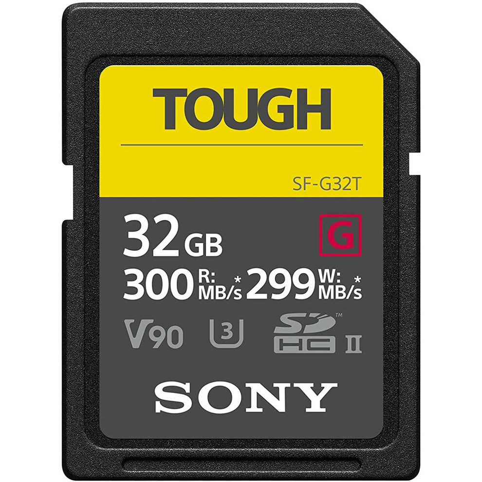 Sony 32GB SF-G series TOUGH specification UHS-II U3 V90 SDHC Digital Memory Card Card - Read 300MB/s Write 299MB/s SF-G32T