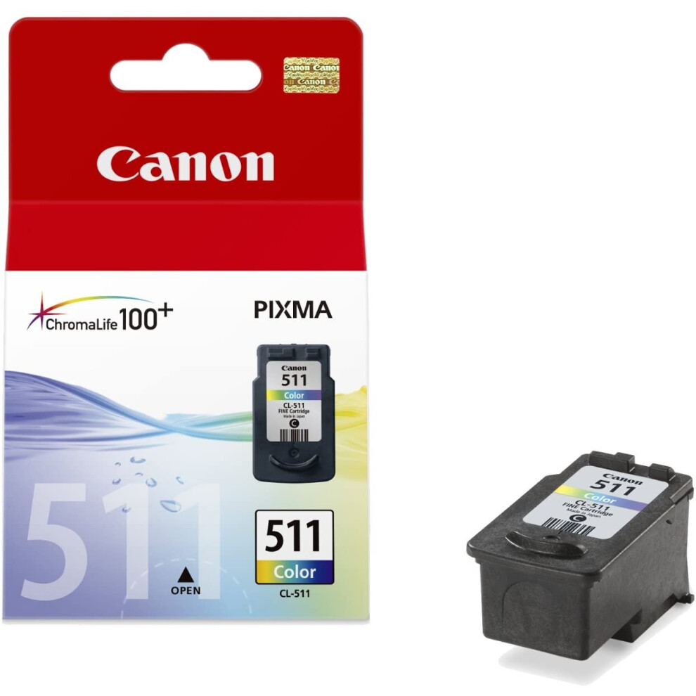 Canon CL-511 Ink Cartridge for Printers (Cyan, Magenta, Yellow, Pixma IP/MP/MX/Pro, Blister, Inkjet), CL511