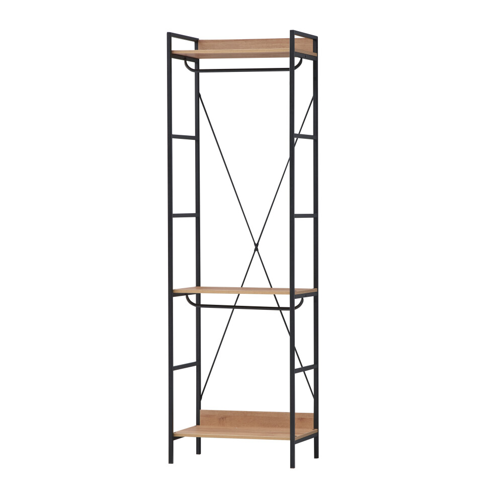 Open Wardrobe Riviera Oak Bedroom Furniture Hanging Rail 3 Shelves