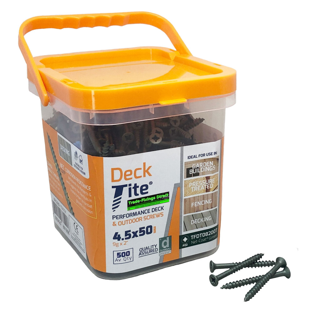 Tub of 500 4.5 X 50MM Genuine Deck-TITEÂ® DECKING Screws - Outdoor Fencing Garden