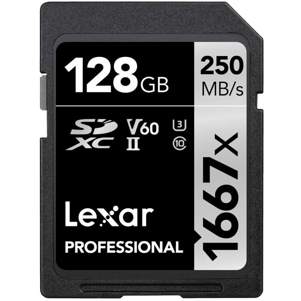Lexar Professional 1667x 128GB SDXC UHS-II Card, Black
