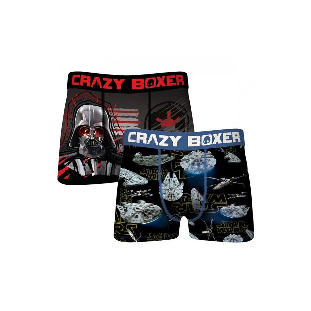 Star Wars 815002-medium-32-34- Darth Vader & Millennium Falcon of Mens Crazy Boxer Briefs - Medium - Size 32-34 - Pack of 2