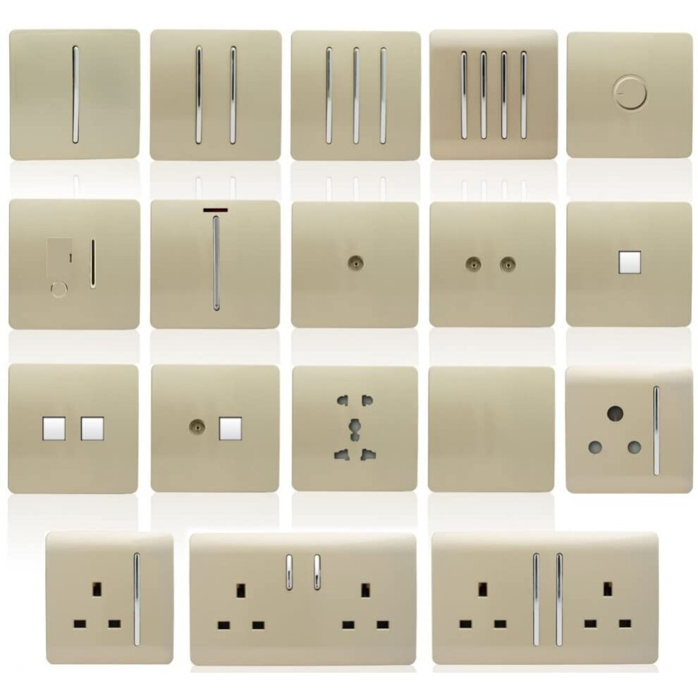 Trendi Artistic Modern Glossy 45 A Cooker Tactile Light Switch & Neon Insert Gold ART-WHS2GO