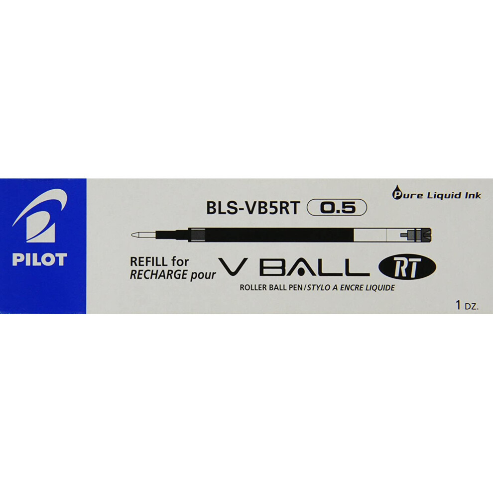 Pilot Refills for Vball 5 Retractable Liquid Ink 0.5 mm (Box of 12) - Black