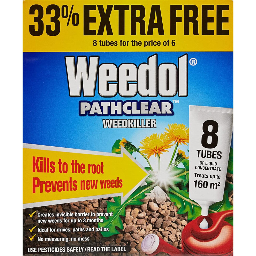 Weedol 011005 Pathclear Weedkiller Liquid Concentrate, 6 + 2 Tubes