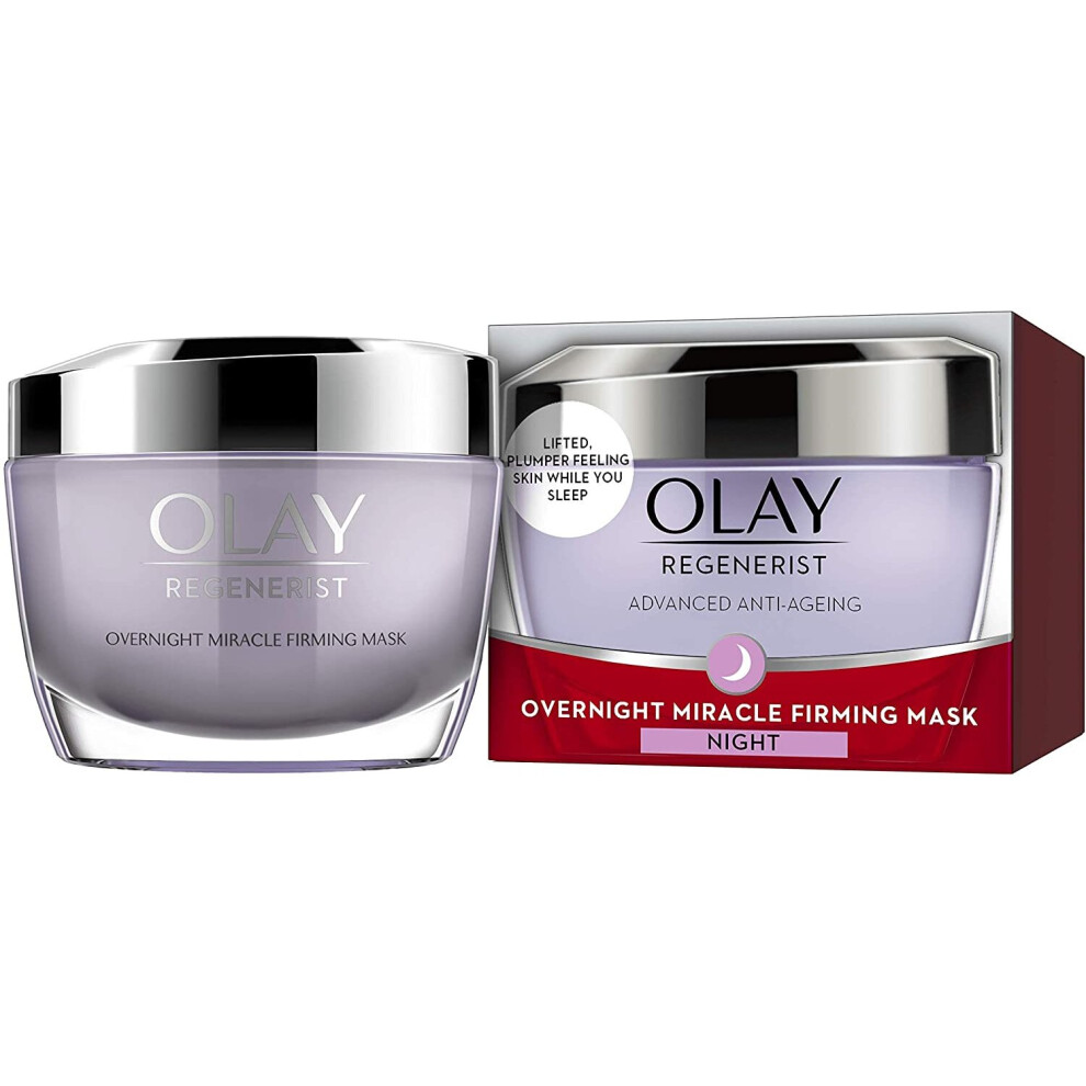 Olay Regenerist Night Cream, Overnight Miracle Firming Mask, Overnight Face Mask with Niacinamide & Peptides, 50ml