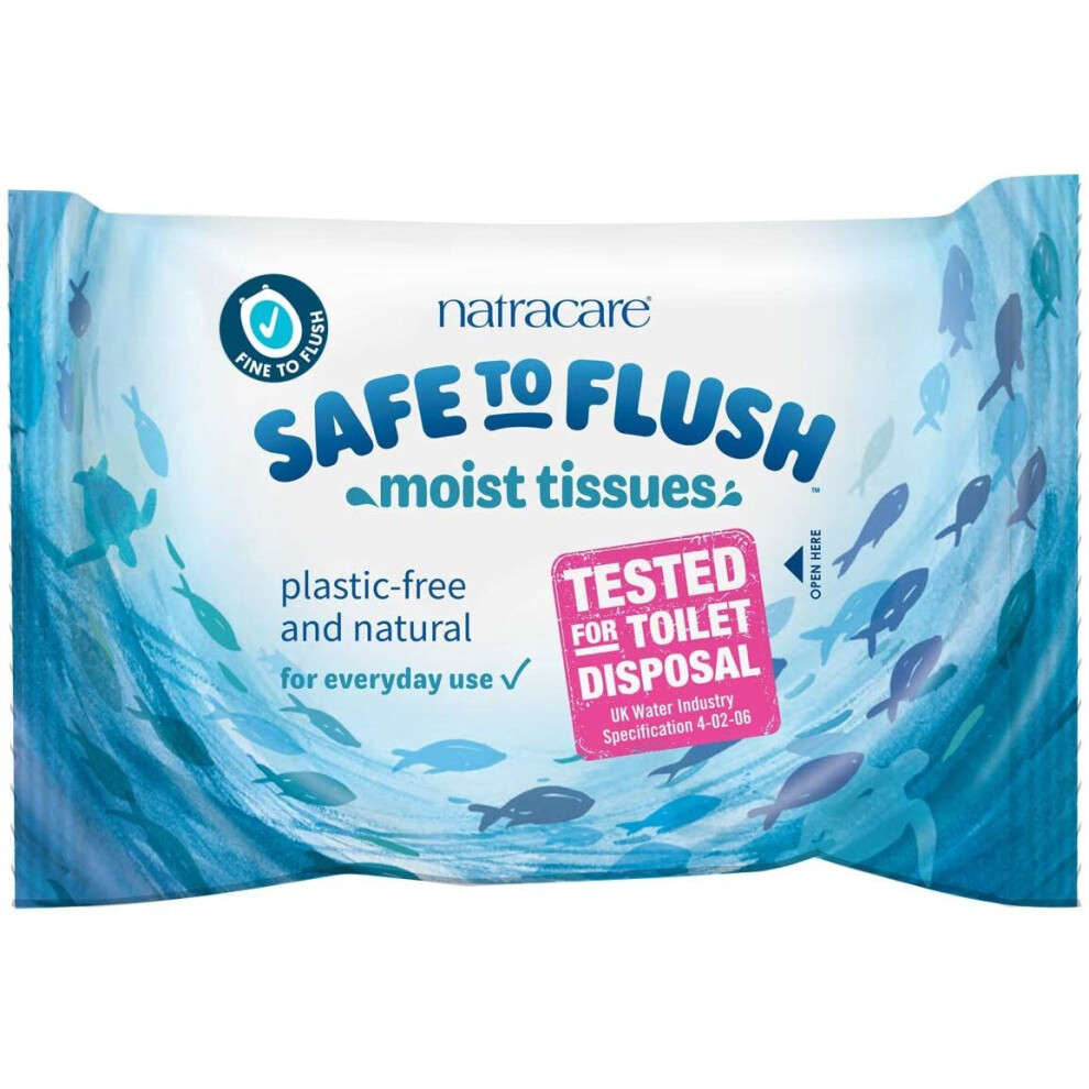 (6 Pack) Natracare Safe to Flush Moist Tissues 30 Wipes