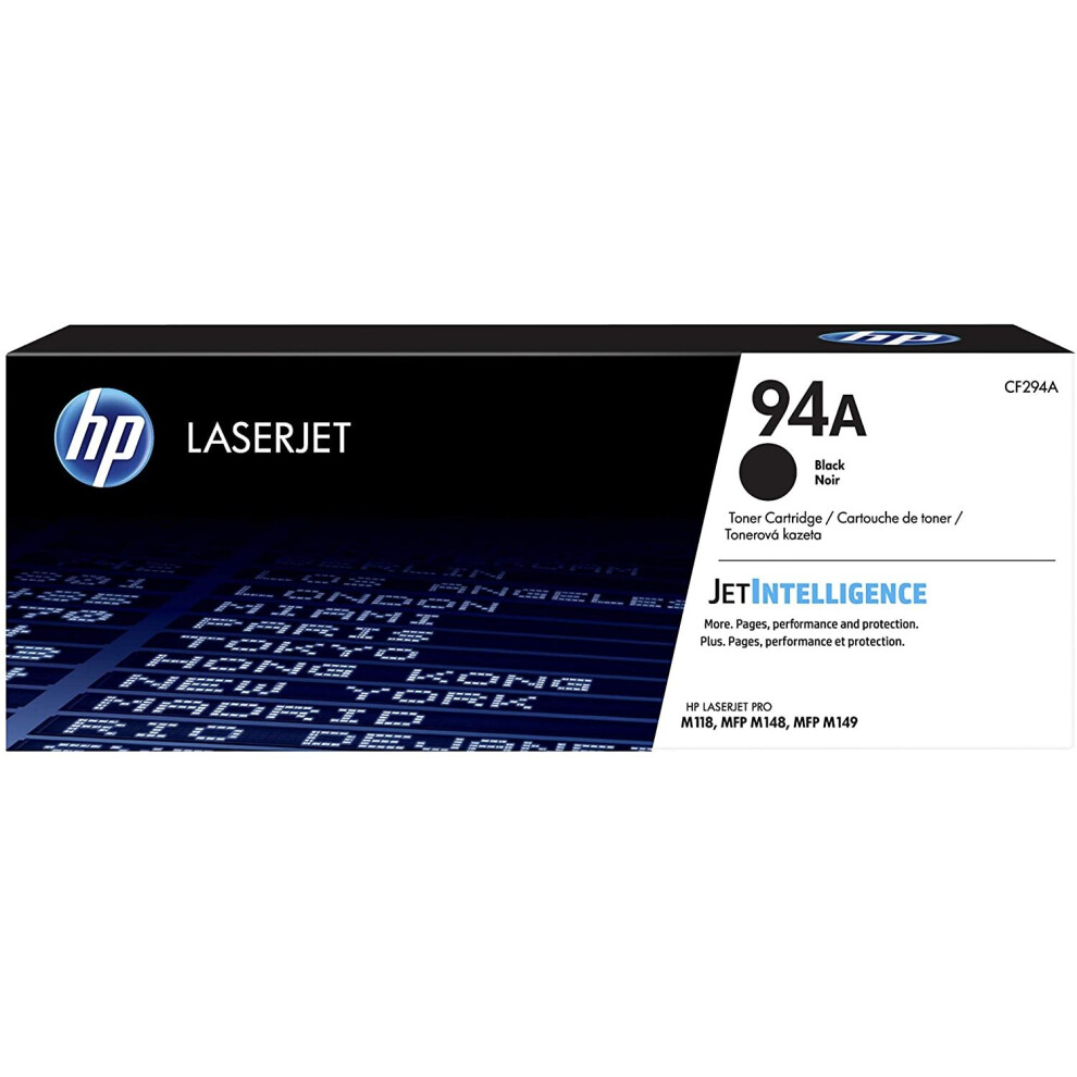 HP CF294A 94A Original LaserJet Toner Cartridge, Black, Single Pack