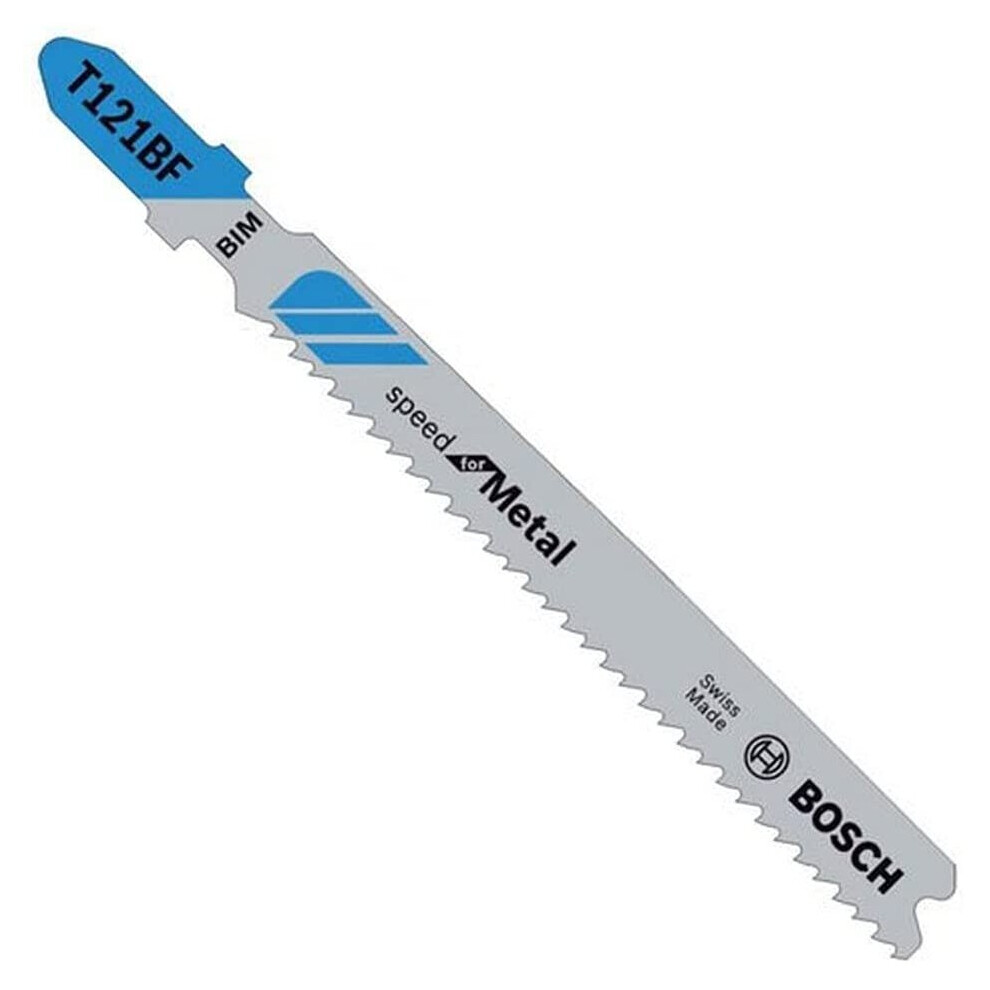 Bosch Professional 3x Jigsaw Blade T 121 BF Speed for Metal (for Steel sheets, Accessories Jigsaw)
