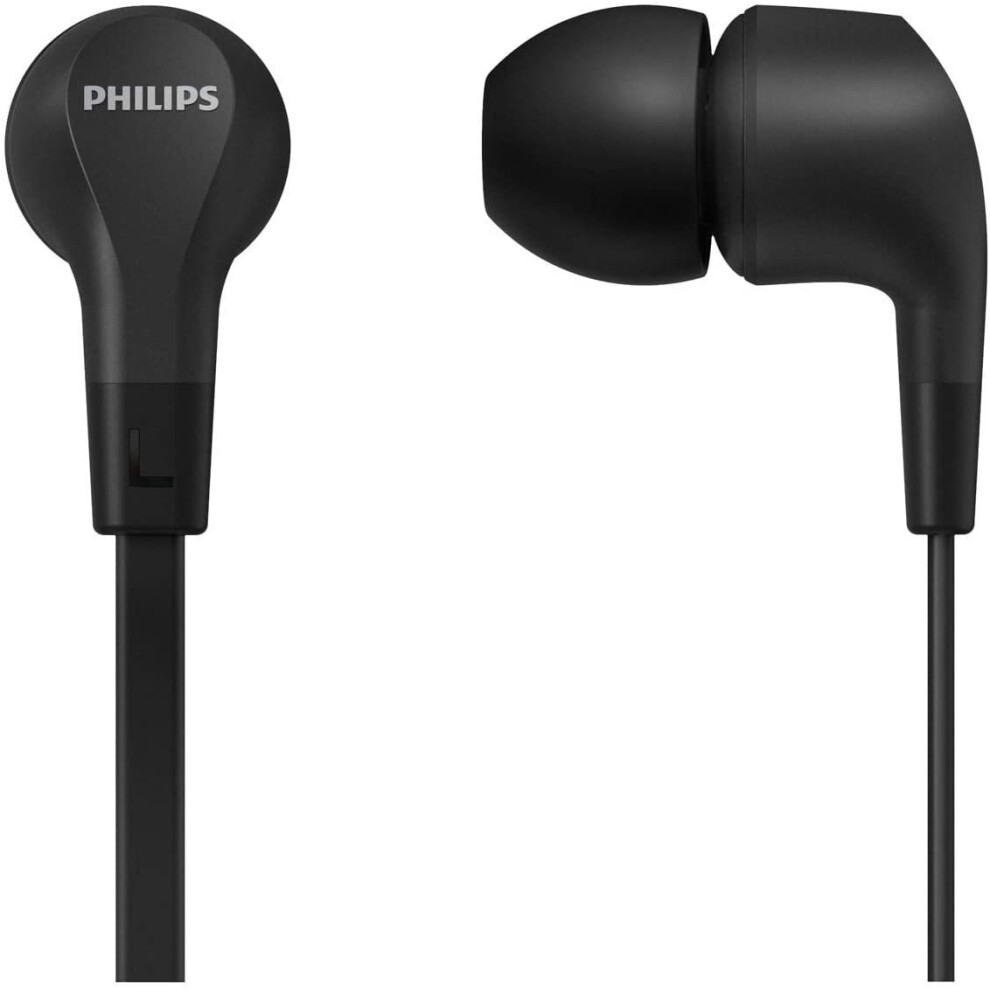 Philips Audio In-Ear Headphones E1105BK/00 With In-Line Remote Control (8.6-Mm Neodymium Drivers, Powerful Bass, Clear Sound, Comfortable Fit) Black