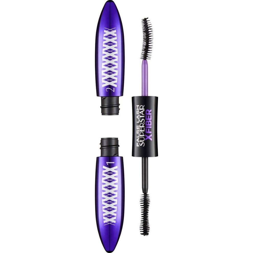 L'Oreal Paris False Lash X Fiber Mascara Black, Falsh Lash Effect Mascara, Two Step with Primer for Maximum Impact, Buildable Formula