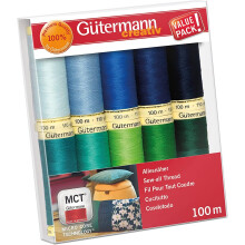 Gutermann Sew All Thread Set Blues/Greens 100m x 10 reels, One Size