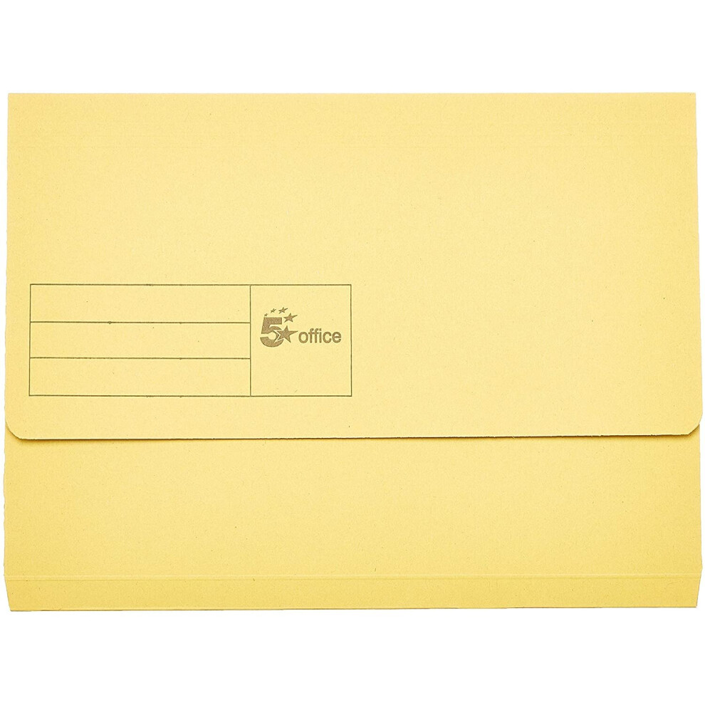 5 Star Document Wallet Half Flap 285gsm Capacity 32mm A4 Yellow (Pack of 50)
