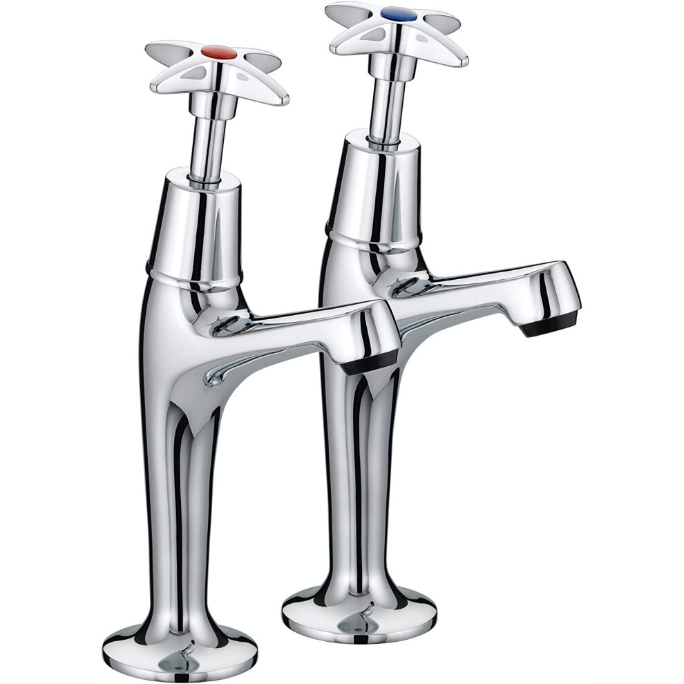 Bristan VAX HNK C Value Crosshead High Neck Kitchen Sink Pillar Taps, Chrome