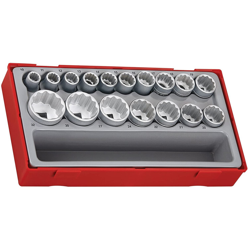 Teng TT1217 40575 1/2-inch Reg Metric 12p Socket Set Drive (17 Pieces)