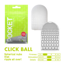 Tenga Pocket Click Ball Masturbator Stroker - Disposable Ultra-Portable Sleeve with Very Fine Texture and Sample Lubricant Included