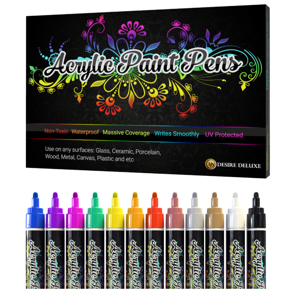 Desire Deluxe Store Desire Deluxe Acrylic Paint Pens - Non Toxic Water Based Rock Painting
