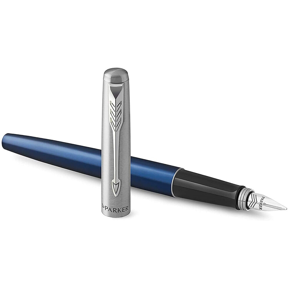 Parker Jotter Fountain Pen | Royal Blue | Medium Nib Blue Ink | Includes Gift Box