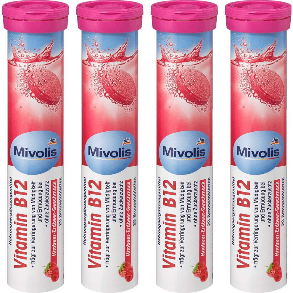 MIVOLIS Vitamin B12 effervescent Tablets - Dietary Supplements 4 Packs