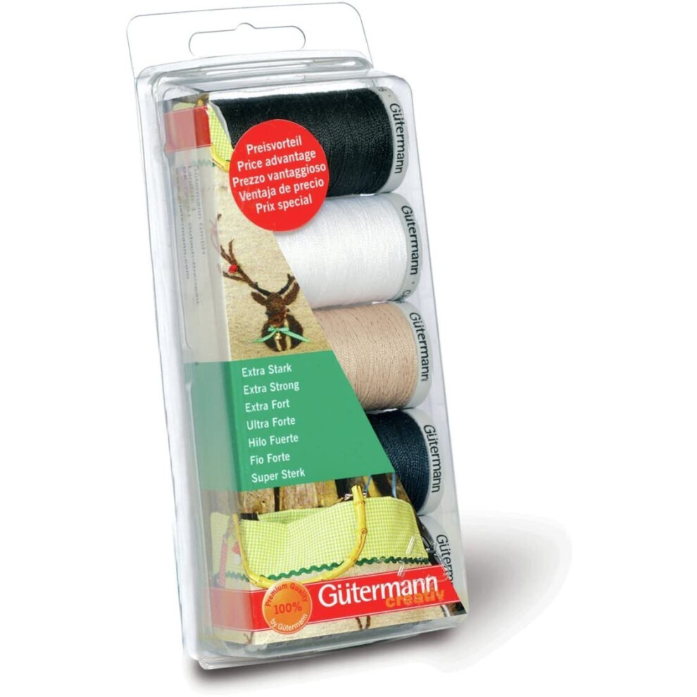 Gutermann 5 x 100 m X-Strong 100 Percent Polyester Thread Set