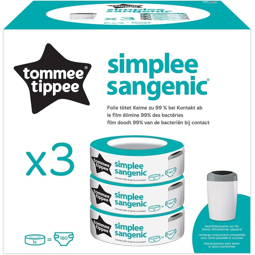 Tommee Tippee Simplee Sangenic Refills, Pack of 3 (Compatible with Simplee Sangenic Bin Only)